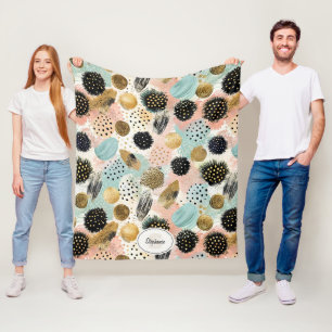 Abstraktes Circle Pattern - mit Glitzer & Fußklamm Fleecedecke