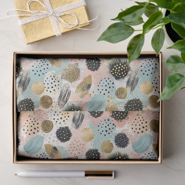 Abstraktes Circle Pattern - mit Glitzer & Fußklamm Seidenpapier (Geschenk)