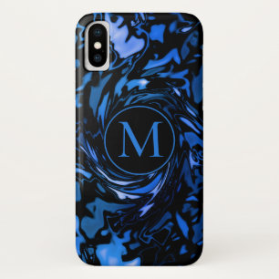 Abstraktes Cobalt Blau und Schwarz-Weiß-Farbmonogr Case-Mate iPhone Hülle