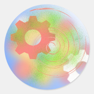 Abstraktes Cog-Design Runder Aufkleber