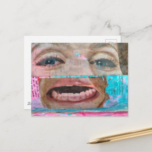 abstraktes Collage mit Augen und Mund Postkarte