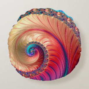 Abstraktes computergeneriertes Fraktaldesign. Ein Rundes Kissen