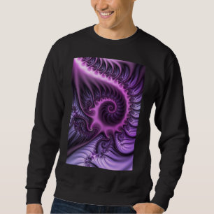 Abstraktes Cooles Rosa Lila Fraktal Sweatshirt