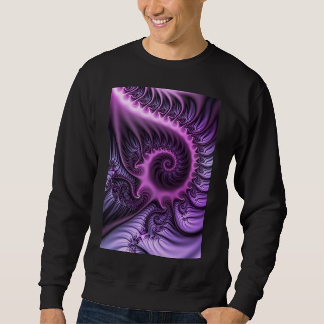 Abstraktes Cooles Rosa Lila Fraktal Sweatshirt (Vorderseite)