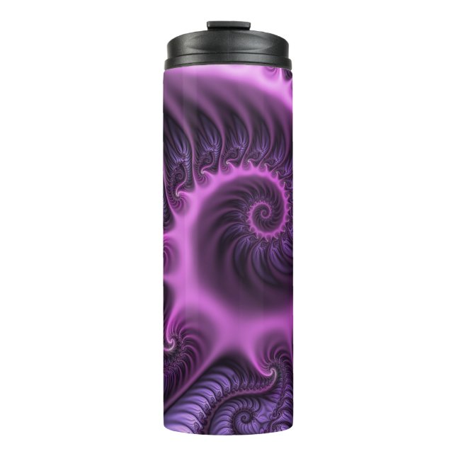 Abstraktes Cooles Rosa Lila Fraktal Thermosbecher (Vorderseite)