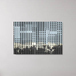 Abstraktes Creme-, Aquamarin- und Schwarzstreifen- Leinwanddruck