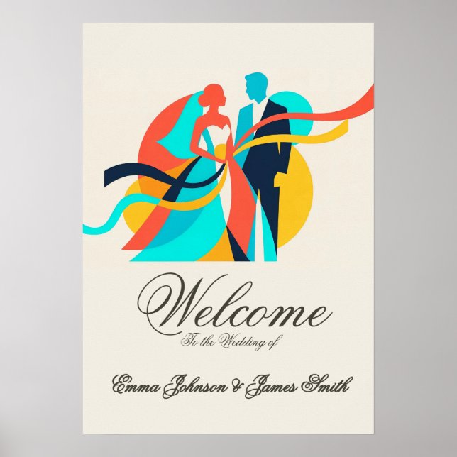 Abstraktes Creme-Hochzeitsposter  Poster (Vorne)