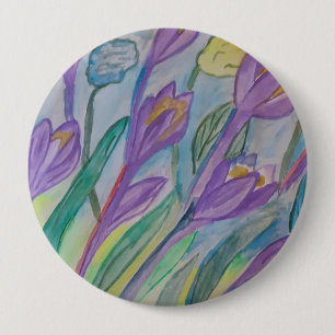 Abstraktes Crocus Round Abzeichen Button