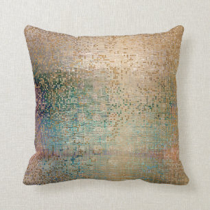 Abstraktes Dekor Gold Aquamarin Brush Metallic Seq Kissen