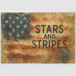 Abstraktes Dekoupage von US Flagge Seidenpapier