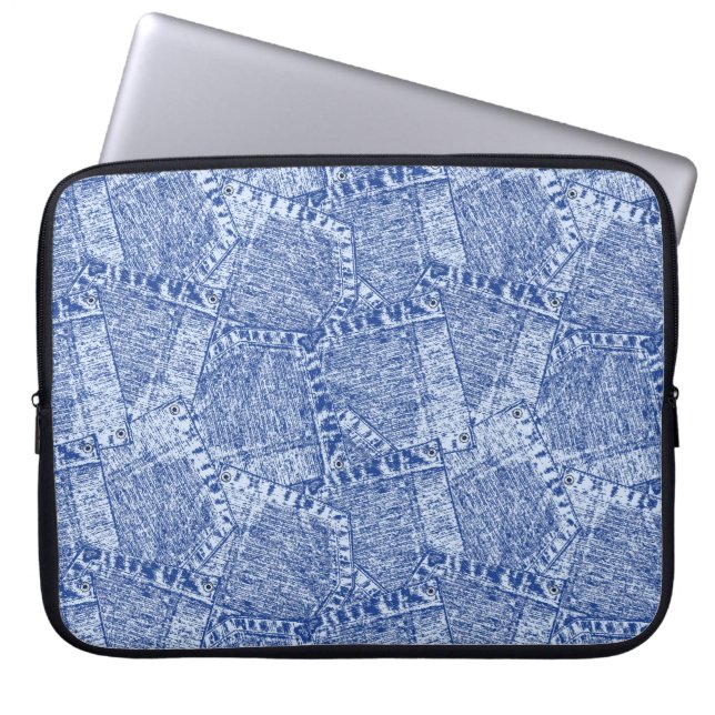 Abstraktes Denim-Taschen-Muster Nahtloses Muster Laptopschutzhülle (Vorderseite)