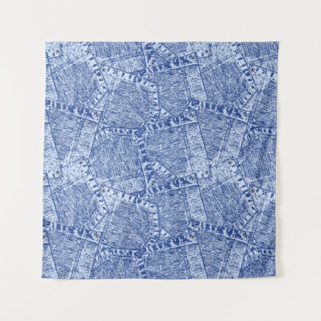 Abstraktes Denim-Taschen-Muster Nahtloses Muster  Wandteppich (Vorderseite)