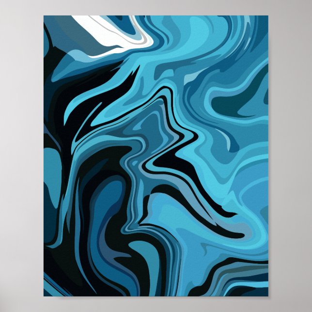 Abstraktes Design aus blauem Marmor Poster (Vorne)