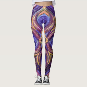 Abstraktes Design aus gequiltem Blue Plum Leggings
