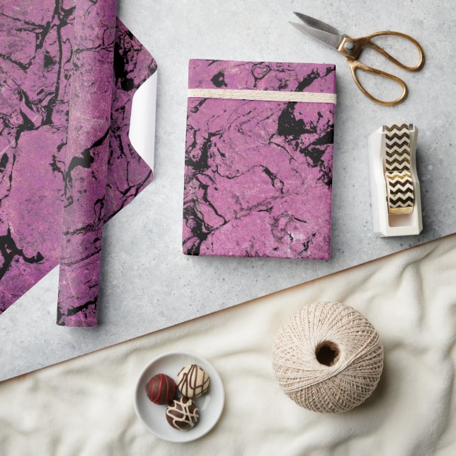 Abstraktes Design aus rosa und schwarzem Marmor Geschenkpapier (Basteln)