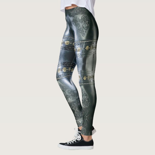 Abstraktes Design aus schwarzem Leder Leggings (Links)