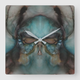 Abstraktes Design Beängstigende Blickmaske Quadratische Wanduhr
