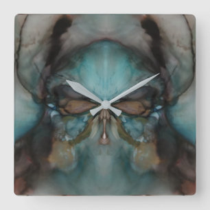Abstraktes Design Beängstigende Blickmaske Quadratische Wanduhr