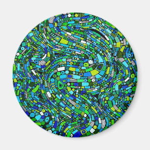Abstraktes Design Blaue Grüne Wellen Formen Magnet