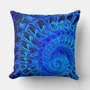 Abstraktes Design der blauen Muschel - Kopfkissen Kissen