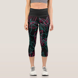 Abstraktes Design der Blumenlinie Capri Leggings