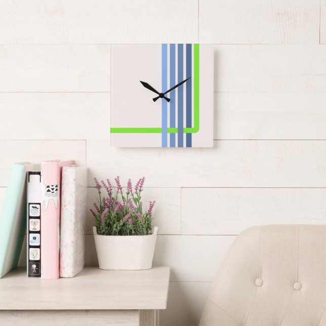 Abstraktes Design der Retro-Streifen Quadratische Wanduhr (Lesesaal)