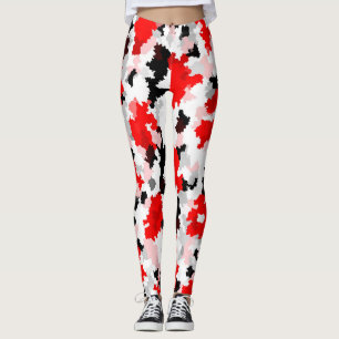 Abstraktes Design der Schwarz-weißen Camouflage Ro Leggings