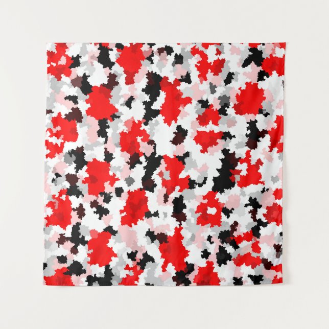 Abstraktes Design der Schwarz-weißen Camouflage Ro Wandteppich (Vorderseite)