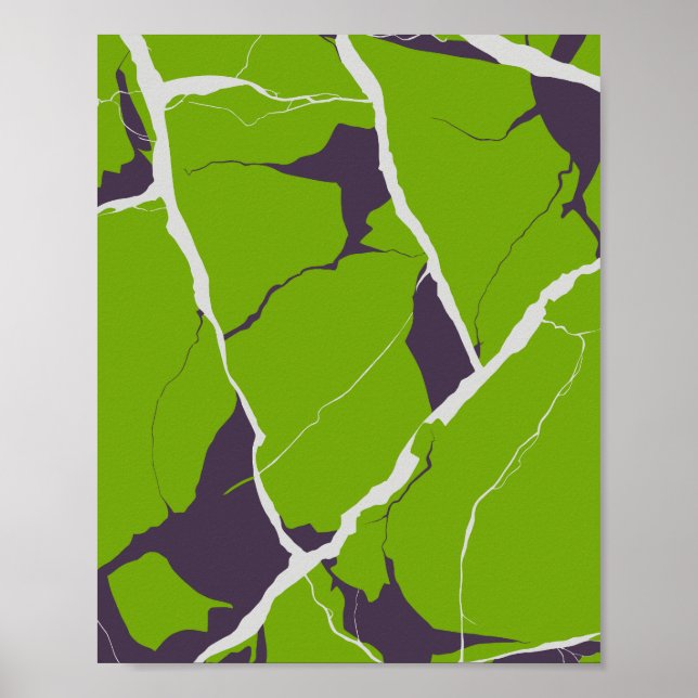 Abstraktes Design einer gebrochenen grünen Oberflä Poster (Vorne)