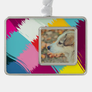 Abstraktes Design für Pinselstriche Rahmen-Ornament Silber