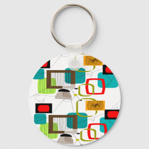 Abstraktes Design im Stil der Mitte des 20. Jahrhu Schlüsselanhänger