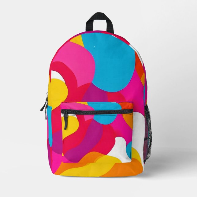 Abstraktes Design in dynamischen Farben Bedruckter Rucksack (Vorderseite)