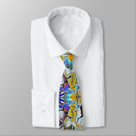 Abstraktes Design in Gold und Blue Neck Tie Krawatte