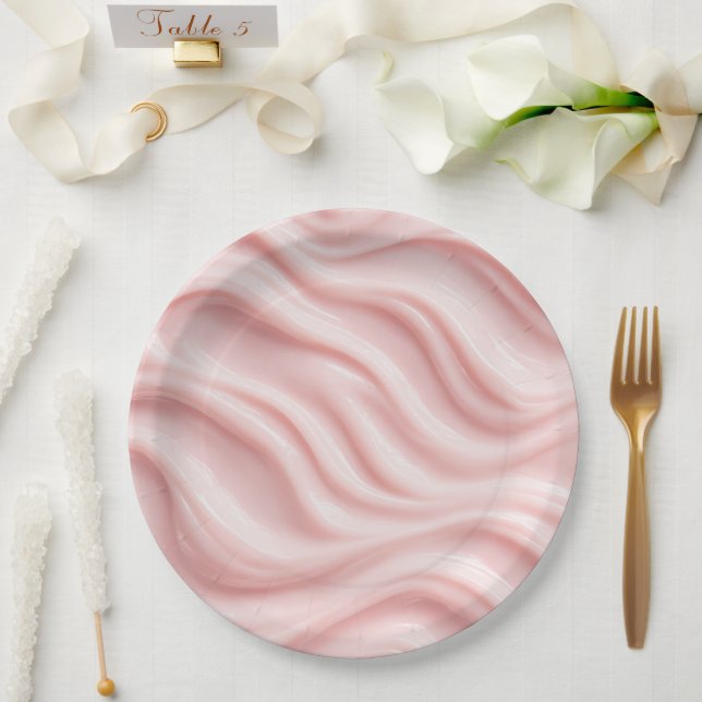 Abstraktes Design in Rosa und Creme Pappteller (Hochzeit)