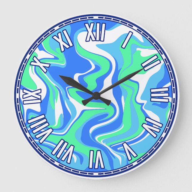 Abstraktes Design - Inspiriert Ozean Große Wanduhr (Vorderseite)