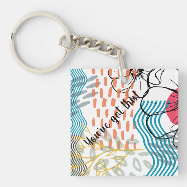 abstraktes Design Magnet Blumen Schlüsselanhänger (Vorderseite)