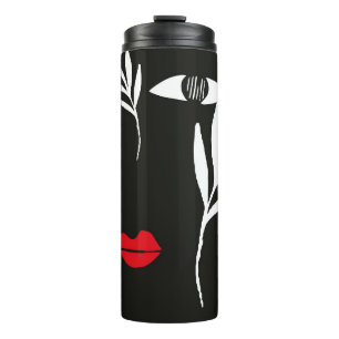 Abstraktes Design mit minimalem weiblichen Gesicht Thermosbecher