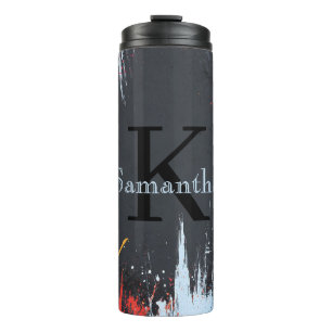 Abstraktes Design mit Neonfarben und individuellem Thermosbecher