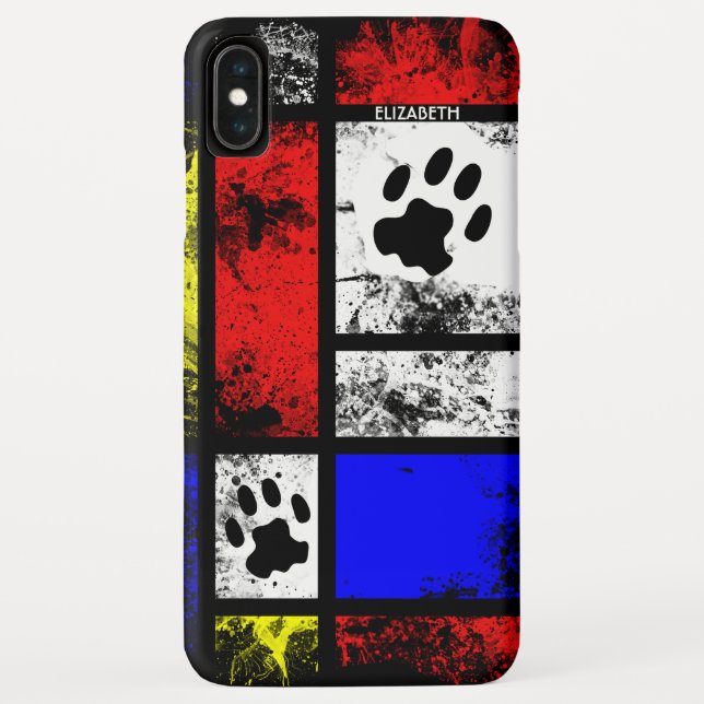 Abstraktes Design Mondrian Inspiriert mit Katzenpf Case-Mate iPhone Hülle (Rückseite)