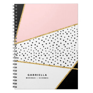 Abstraktes Design-Notebook mit rosa und schwarzem  Notizblock