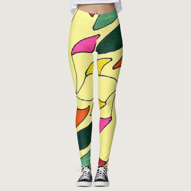Abstraktes Design, stumpfes Gig mit vielen Farben Leggings (Vorderseite)