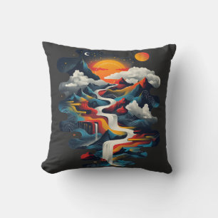 Abstraktes Design, surreale Landschaft Kissen