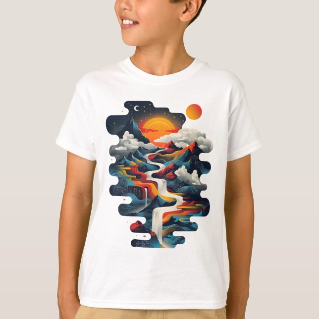 Abstraktes Design, surreale Landschaft T-Shirt (Vorderseite)