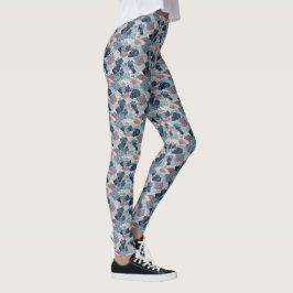 Abstraktes Design von Blue und Mauve Terrazzo Leggings
