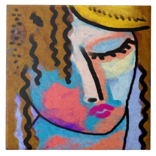 Abstraktes digitales Portrait einer Frau Fliese