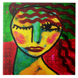 Abstraktes digitales Portrait einer Frau Fliese