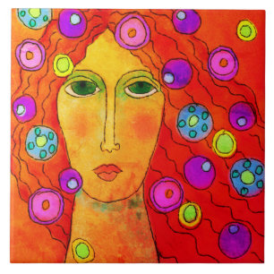 Abstraktes digitales Portrait einer Frau Fliese