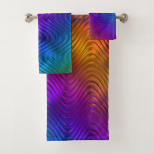 Abstraktes digitales Waves-Design Badhandtuch Set