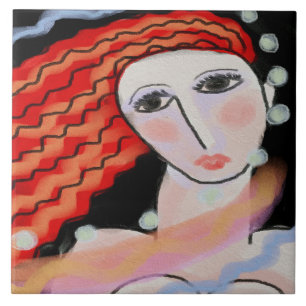 Abstraktes Digitalportrait einer Frau Fliese