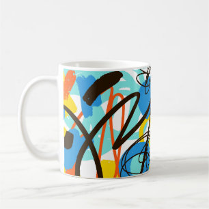 Abstraktes Doodle, leuchtendes Sommer-Muster. Kaffeetasse